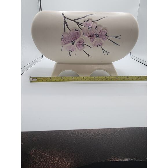 Vintage McCoy Ceramic Art Pottery Floral Cherry Blossom Decorated Planter Vase - Picture 8 of 8